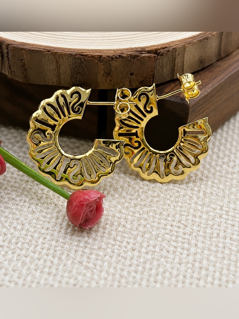 beautiful Earrings gold tones sterling silver 925